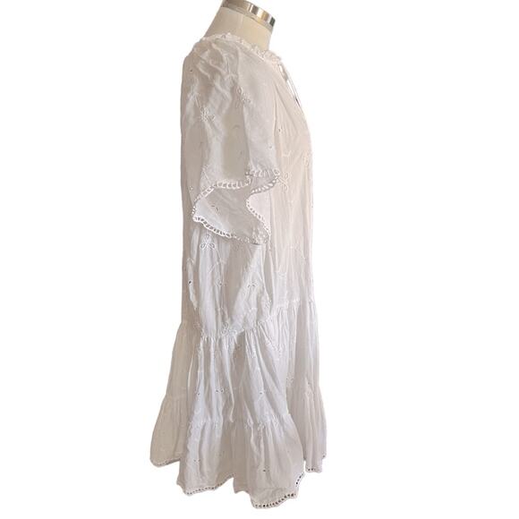 MANGO Open Work Detailed Eyelet Dress White Size M - Picture 8 of 13